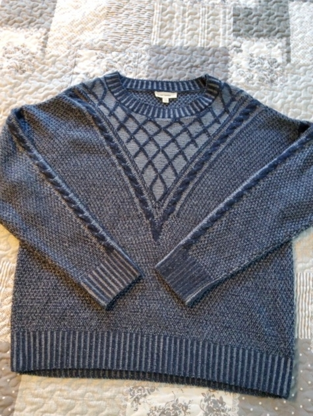 eesome Navy Textured Crewneck Sweater M/L
